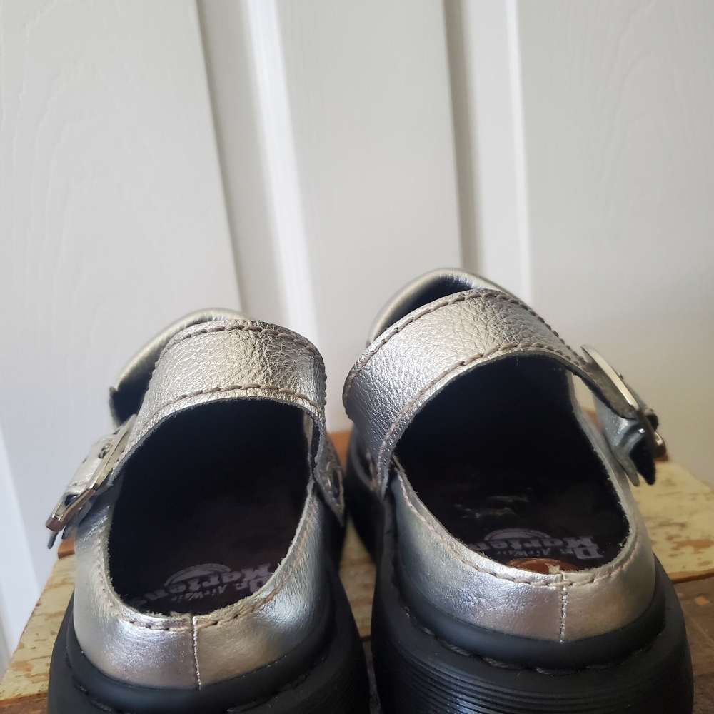 Silver Dr Martens Sling Back Mules - Picture 12 of 16